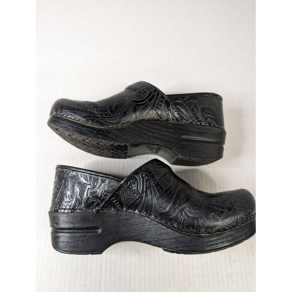 Dansko Clogs Womens 38 Professional Tooled Black Leather Shoes Slip On - Picture 7 of 11